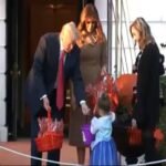 Trump gives out candy to dinosaurs, horses, and skeletons on Halloween 0