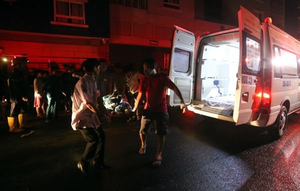 8 ambulances ran like shuttles to take apartment fire victims to the hospital 3