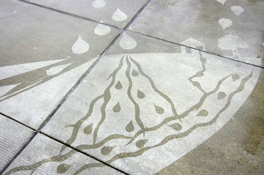 Invisible painting on a Seattle sidewalk 0